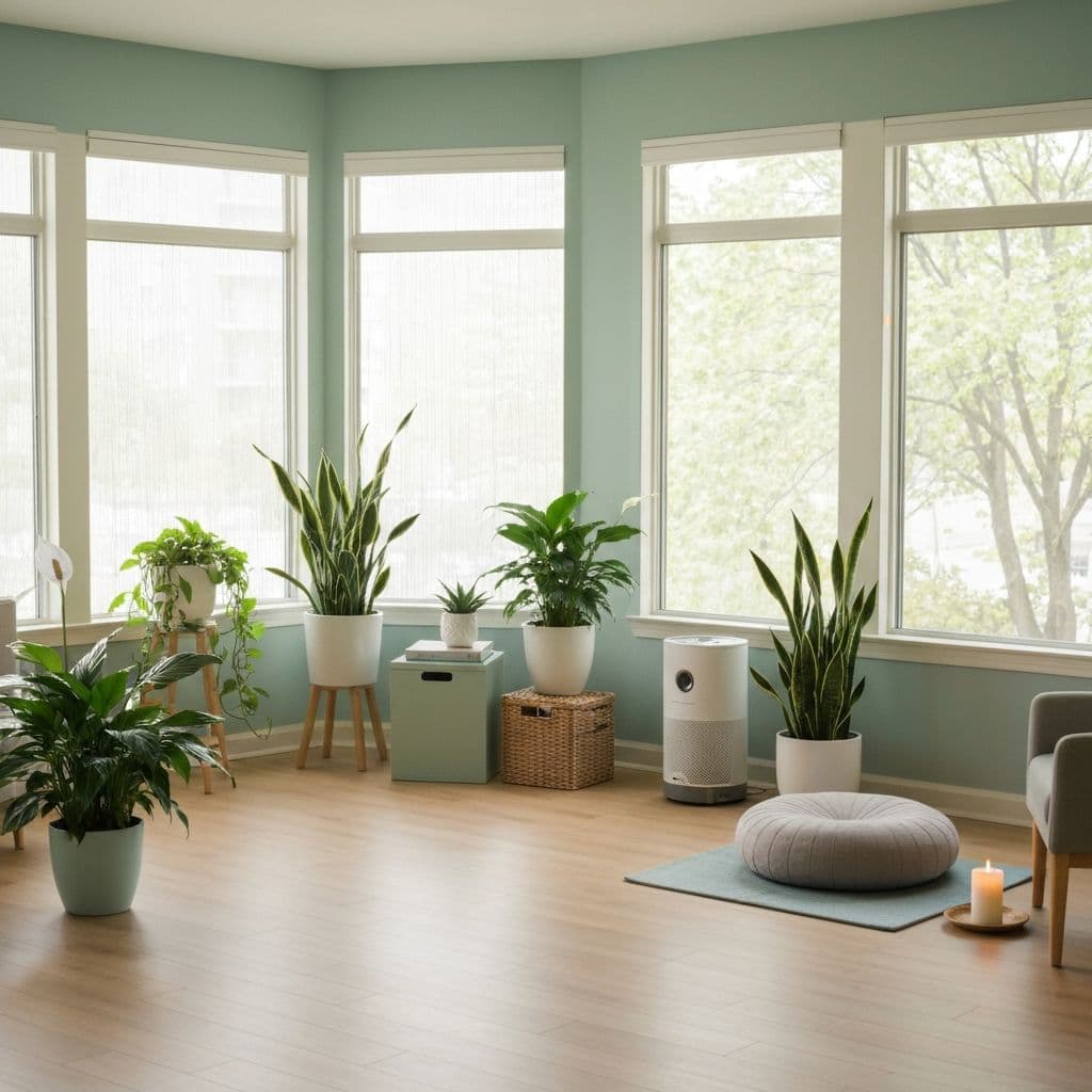 Bedroom with an open window and a clear floor path to the bed