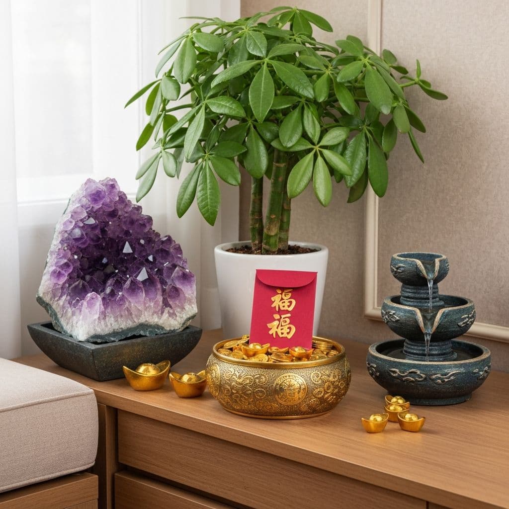 Quiet apartment corner with a healthy plant and clear floor, no mystic overlay